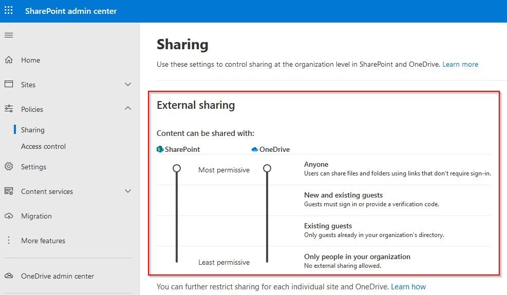 Compartición de archivos en Microsoft 365